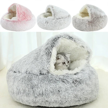 CozyNest™ – 2-in-1 Warm & Cozy Cat Cave Bed