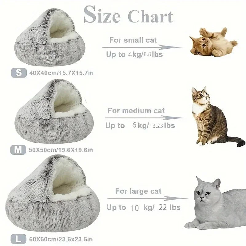 CozyNest™ – 2-in-1 Warm & Cozy Cat Cave Bed