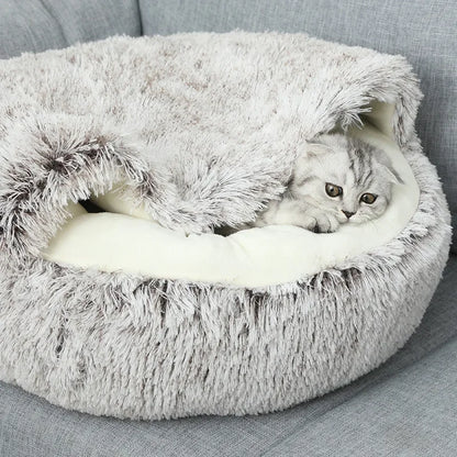 CozyNest™ – 2-in-1 Warm & Cozy Cat Cave Bed